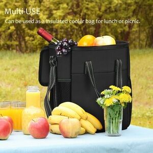 Cooler Tote; 6 Bottle Insulated Picnic Bag Large Travel Bag with Strap; Wine